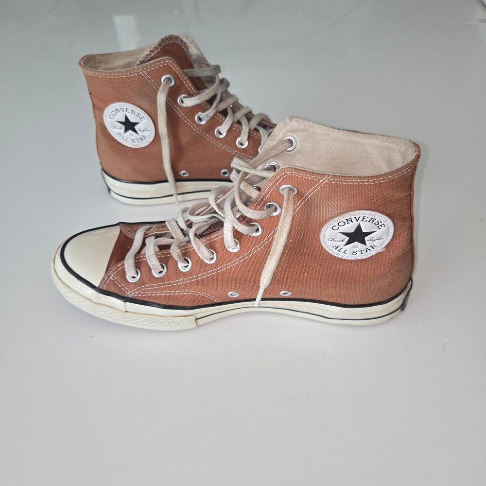Converse Chuck 70 Hi Top Sneakers Teak Brown Canvas Mens 8 A04588C - Picture 1 of 9
